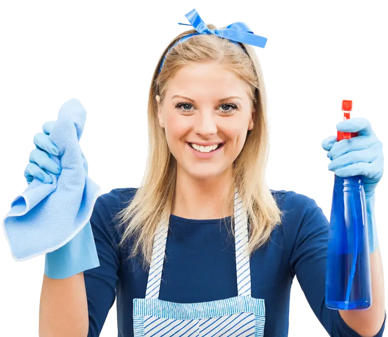 Fremantle based cleaner with cloth and spray bottle